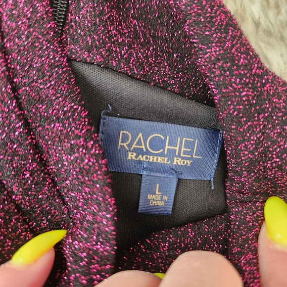 RACHEL Rachel Roy Women's‎ Simone Metallic Cold Shoulder Midi Dress Size Large - Picture 9 of 16